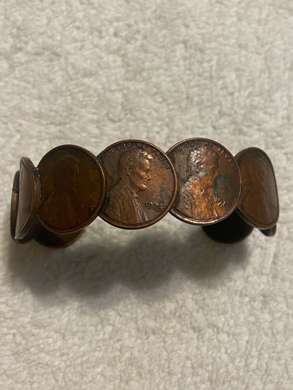 Vintage 1975 Penny Coin Cuff Bracelet Copper